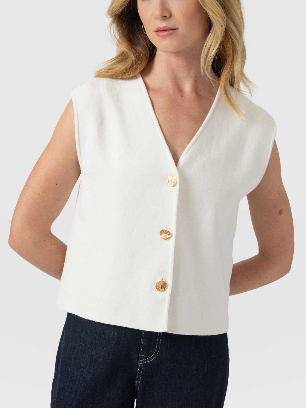 Maeva Knit Waistcoat - Cream