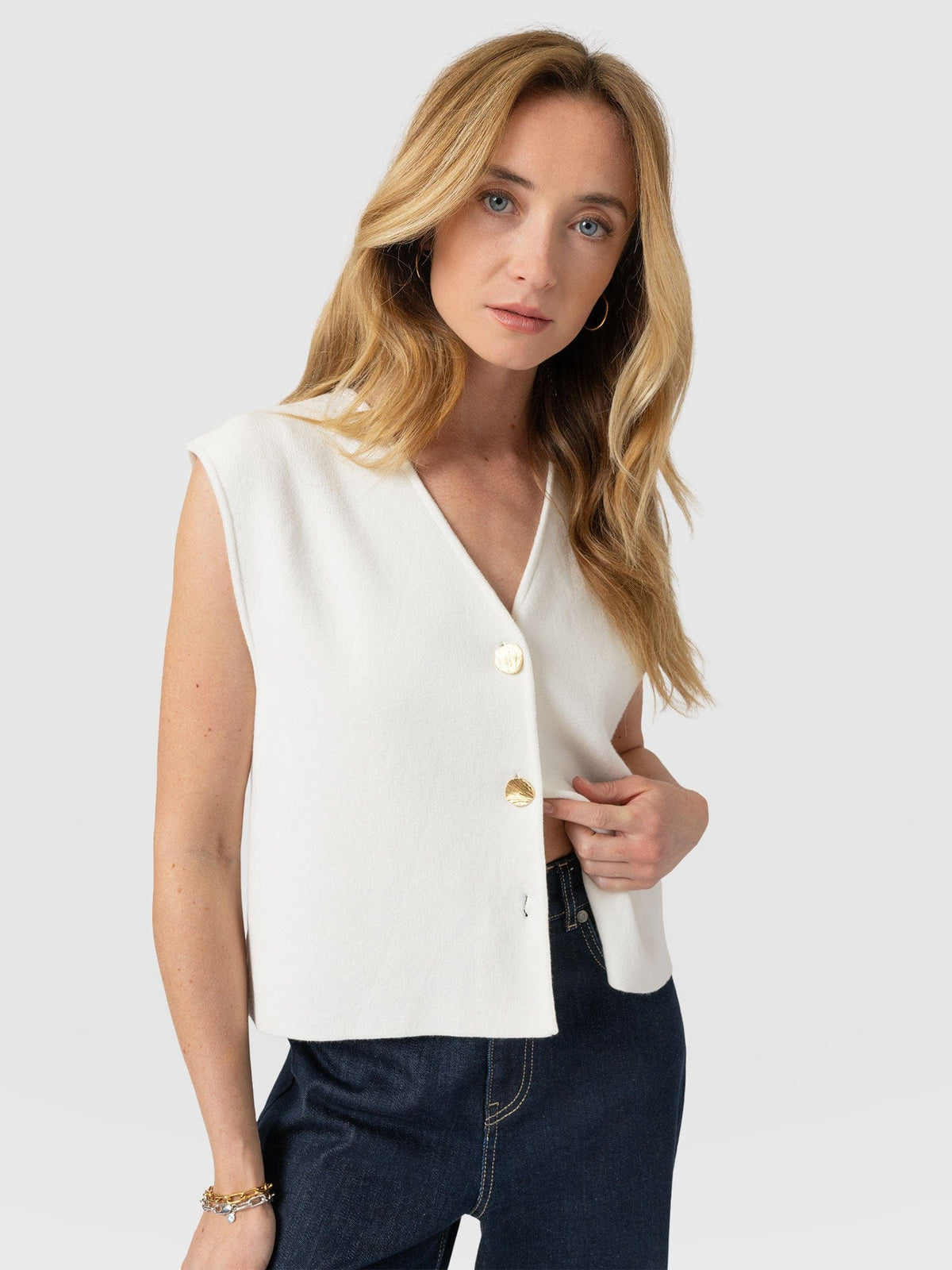 Maeva Knit Waistcoat - Cream