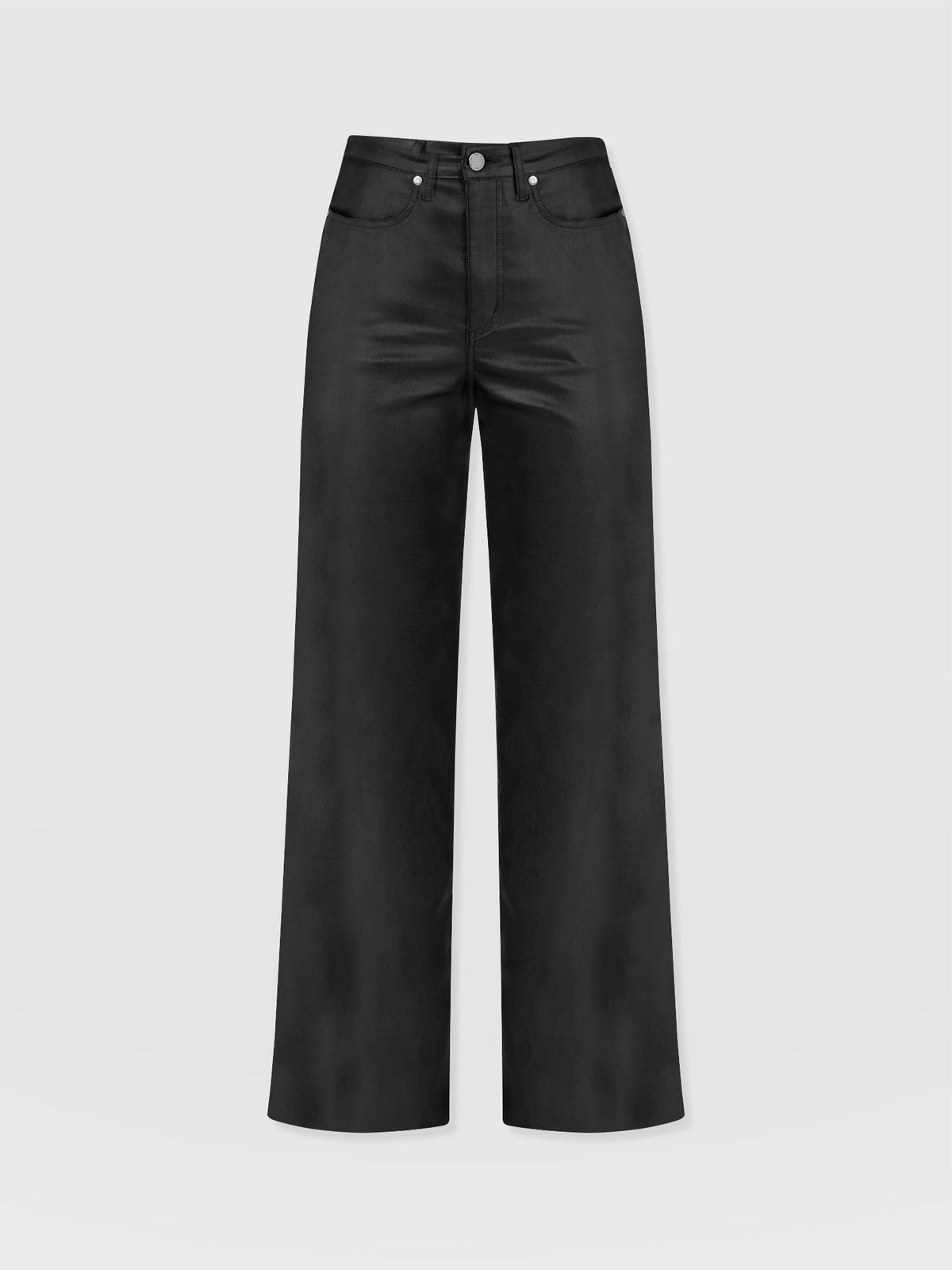Maeve Wide Leg Pant - Black Coated