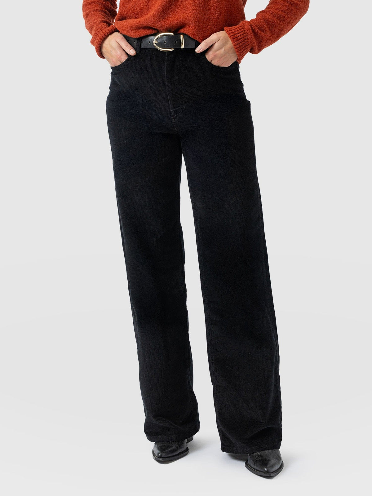 Maeve Wide Leg Pant - Black Cord