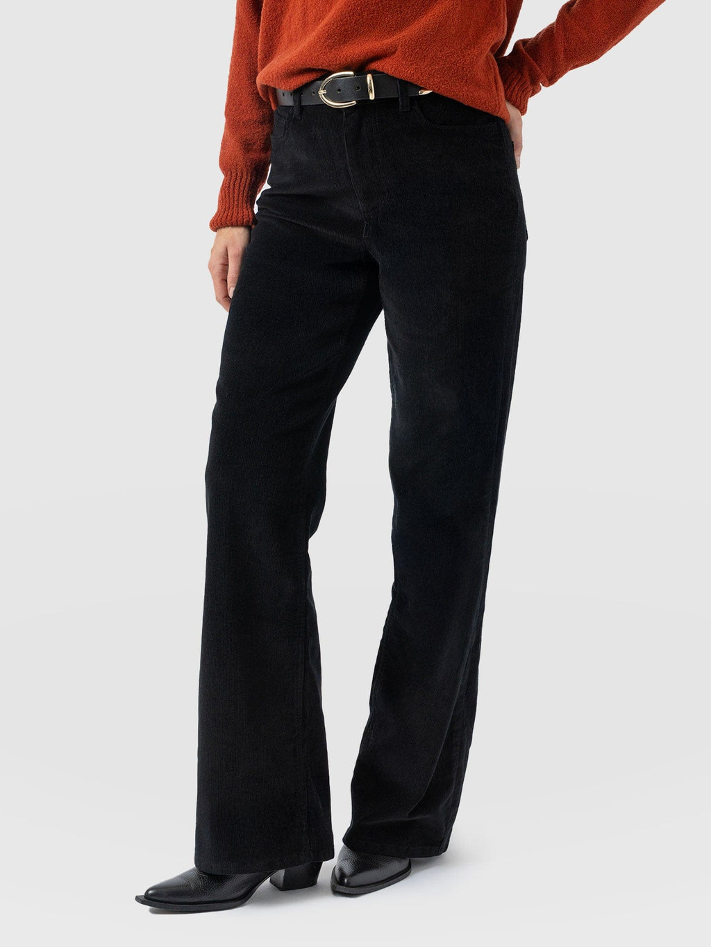 Maeve Wide Leg Pant - Black Cord