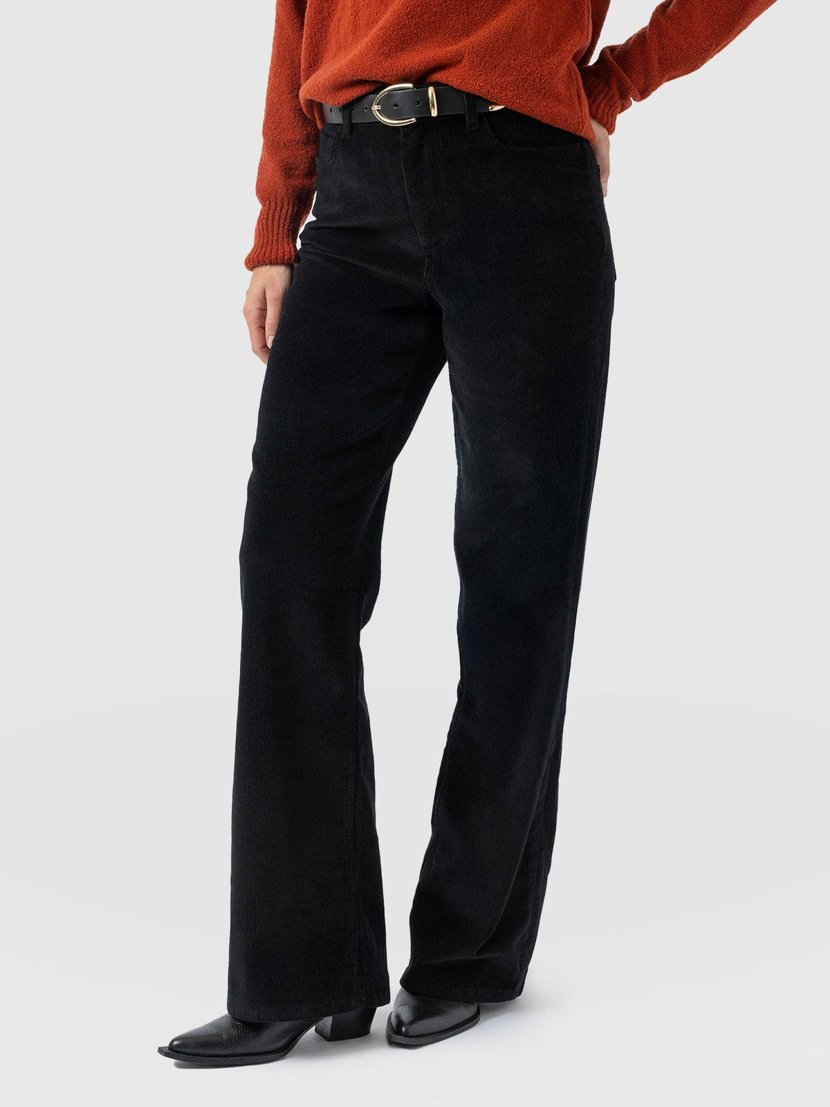 Maeve Wide Leg Pant - Black Cord