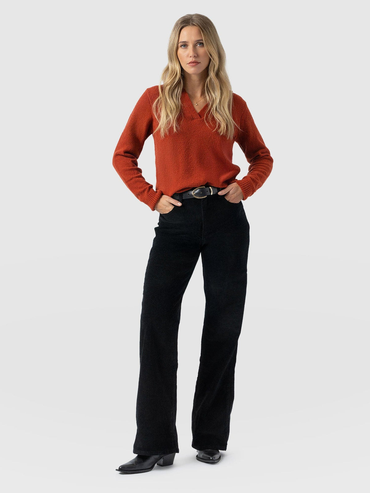 Maeve Wide Leg Pant - Black Cord