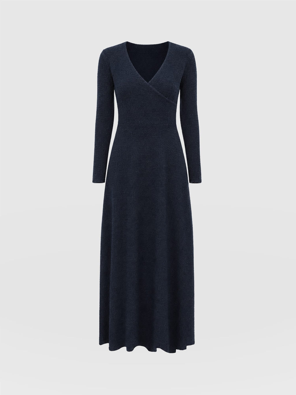 Maggie Wrap Midi Dress - Navy Boucle