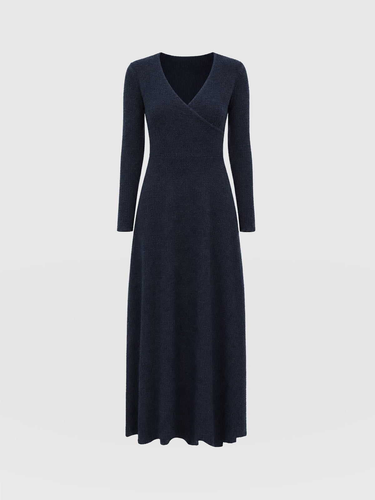Maggie Wrap Midi Dress - Navy Boucle