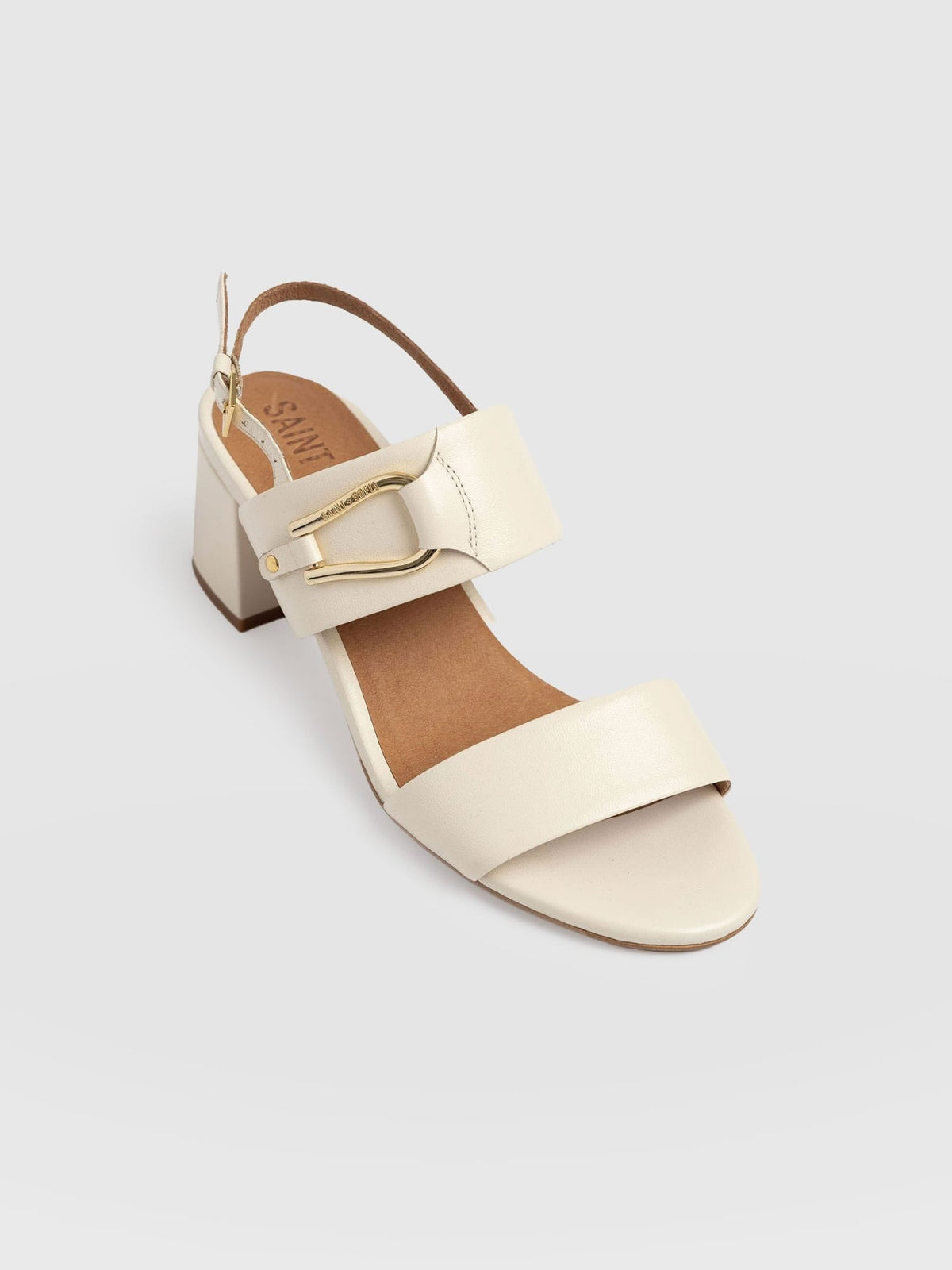 Maida Block Heeled Mules - Cream