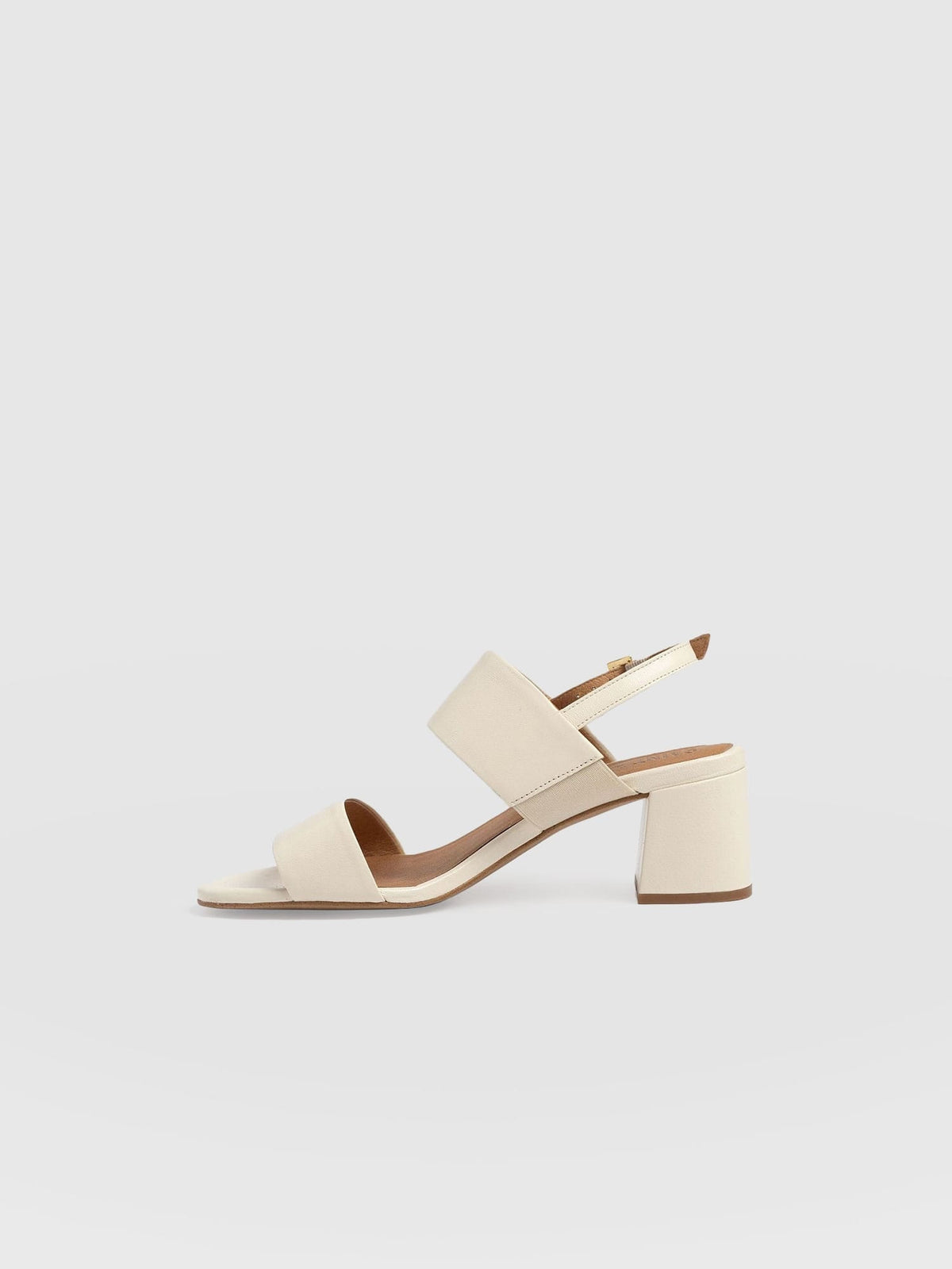 Maida Block Heeled Mules - Cream
