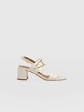 Maida Block Heeled Mules - Cream