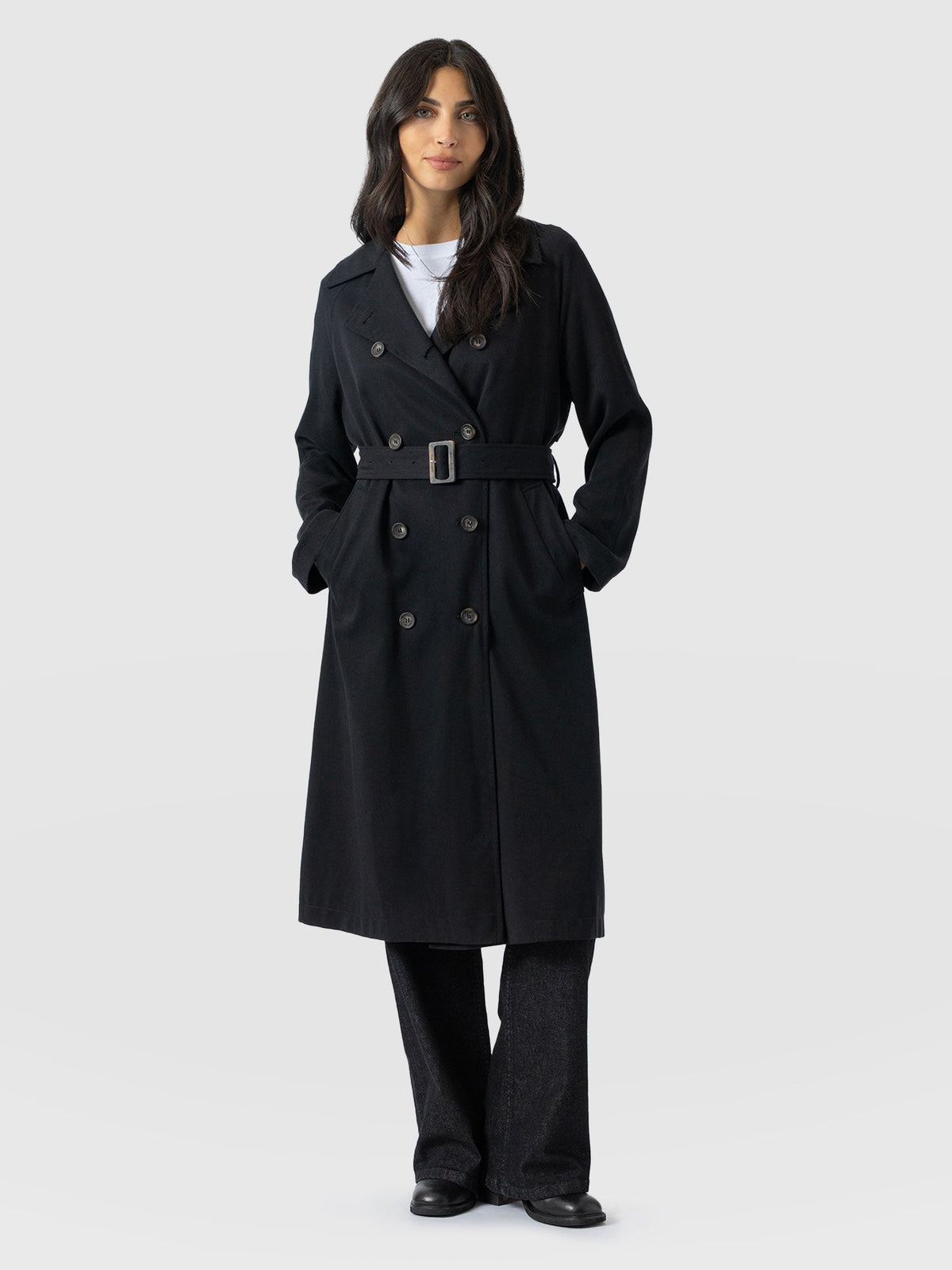 Marion Double Breasted Trench - Black