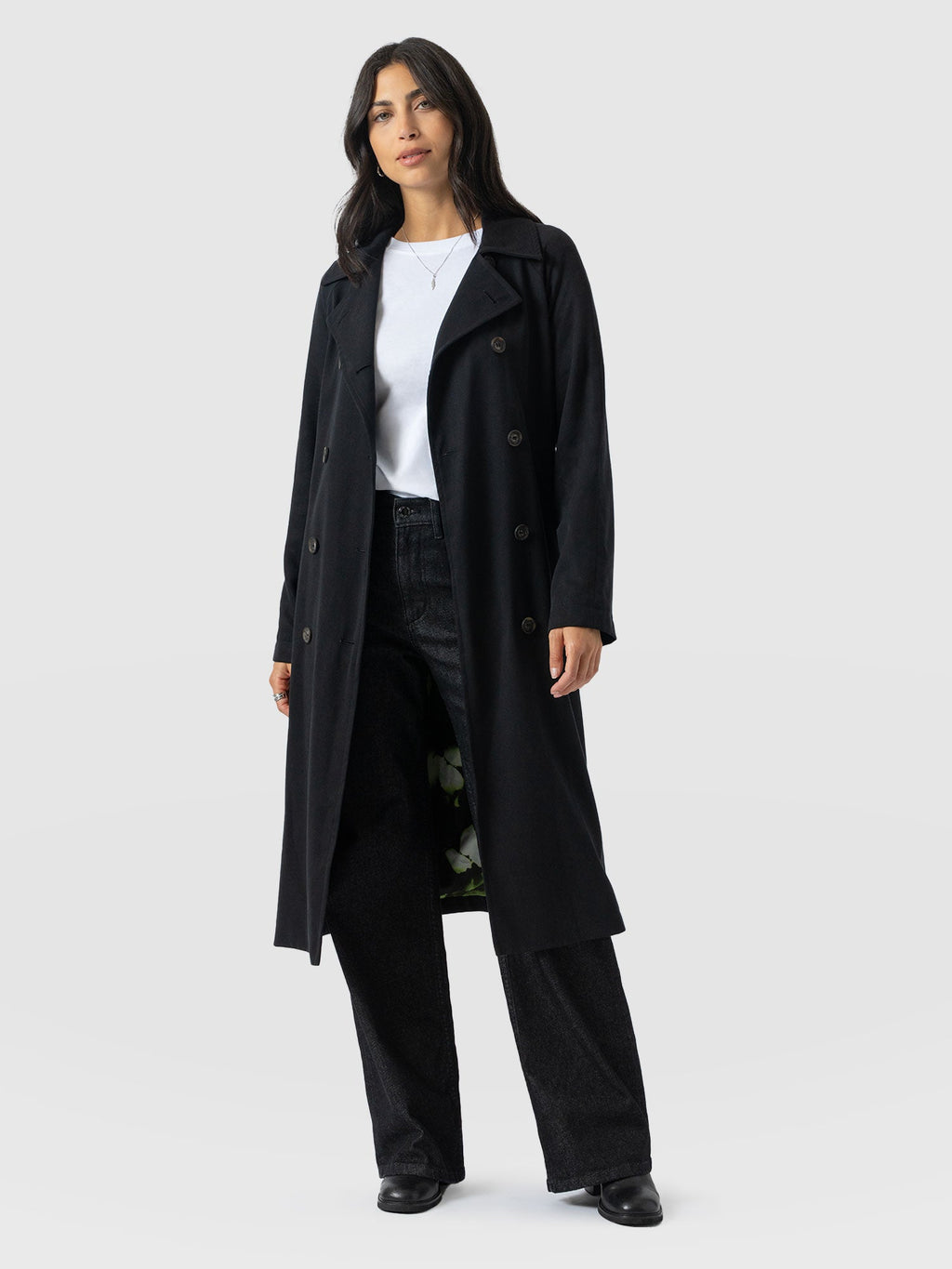 Marion Double Breasted Trench - Black