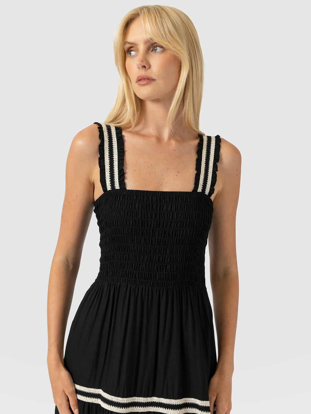 Maya Shirring Dress - Black