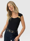 Mia Asymmetric Tee - Black