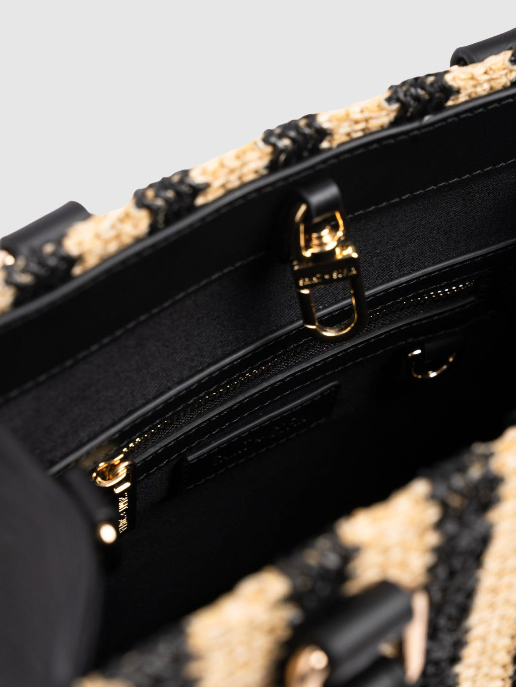 Mia Mini Tote Bag - Black Raffia