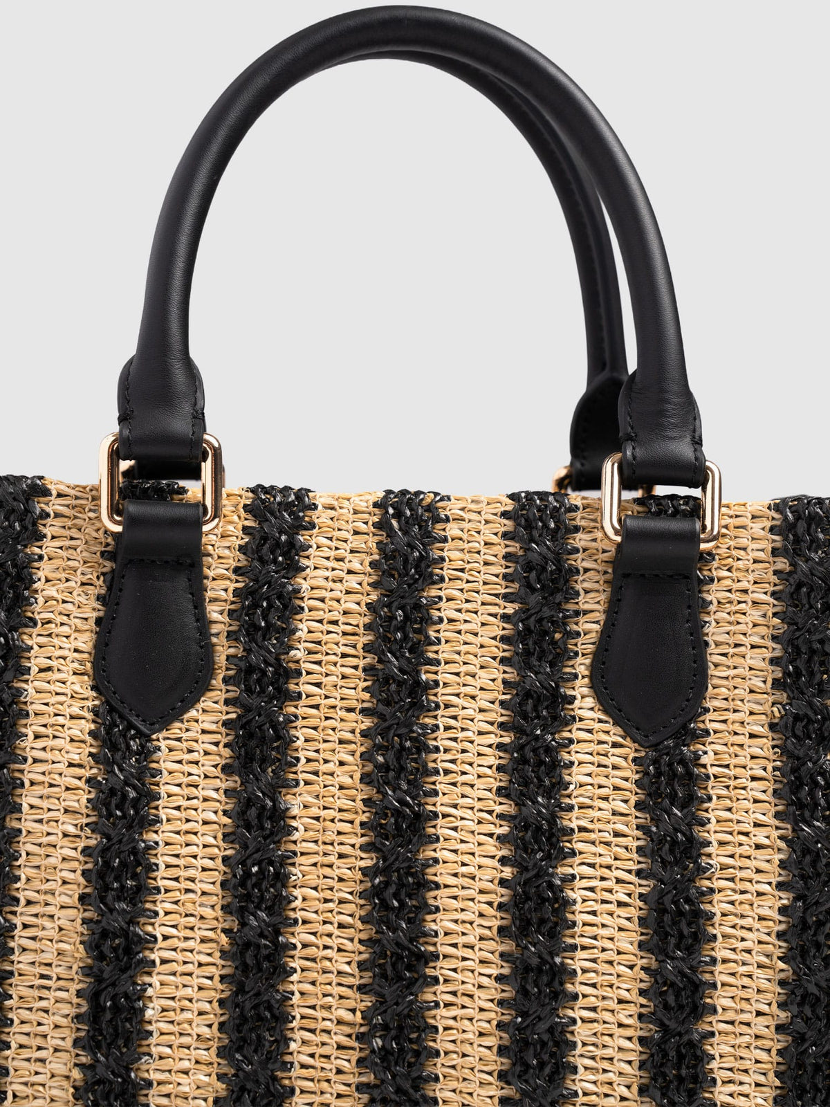 Mia Mini Tote Bag - Black Raffia