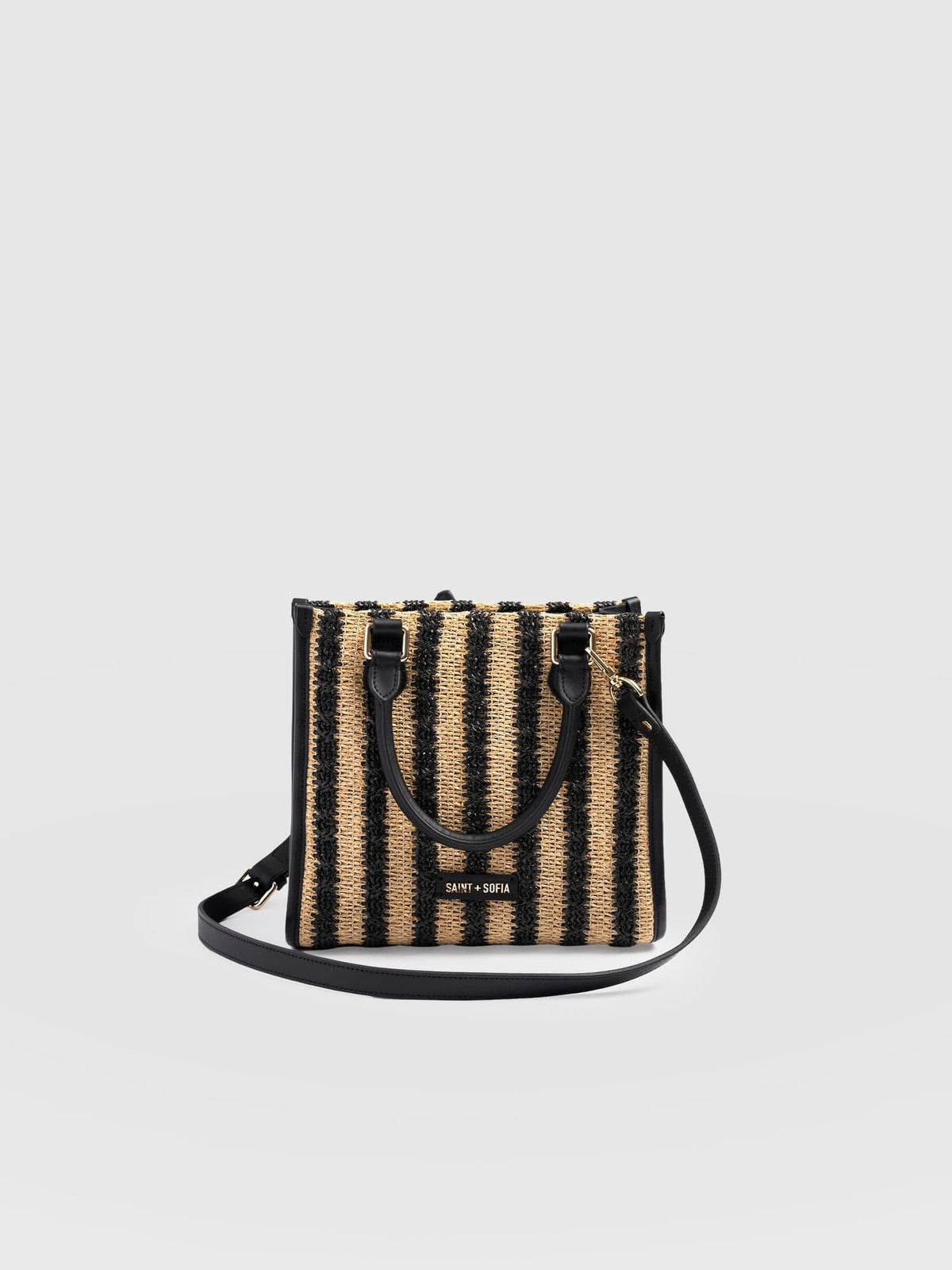 Mia Mini Tote Bag - Black Raffia