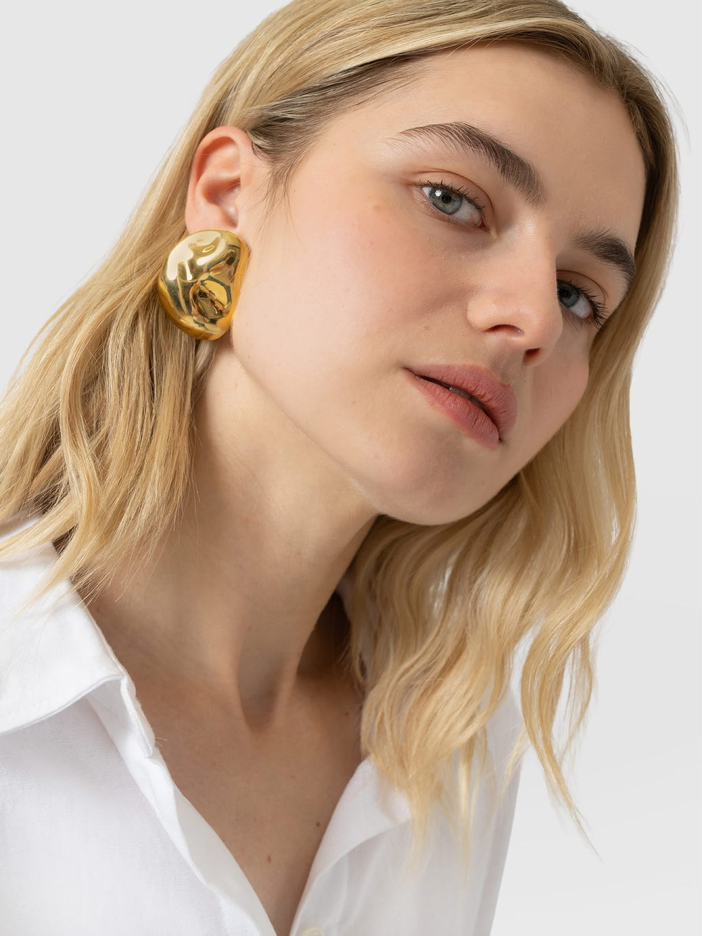 Mottled Stud Earrings - Gold