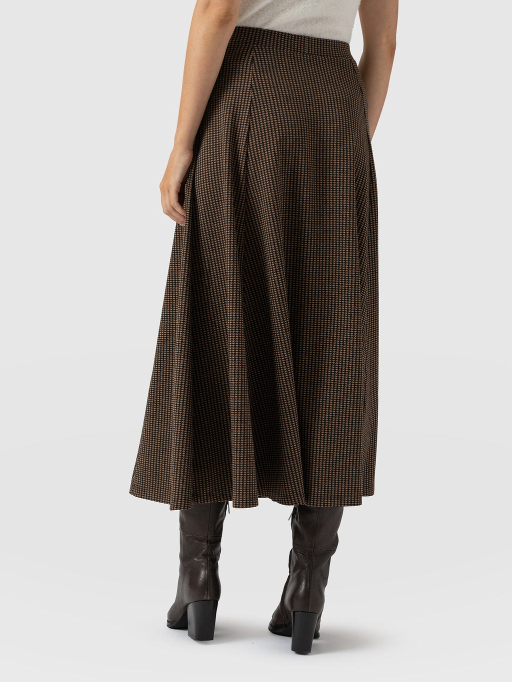 Neve Fit & Flare Skirt - Brown Mini Houndstooth