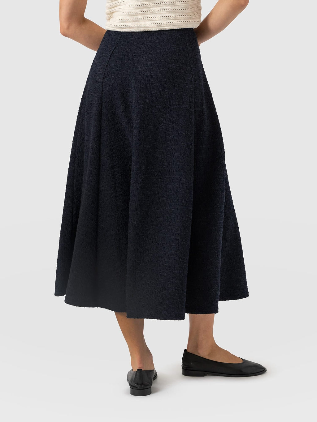 Neve Fit & Flare Skirt - Navy Boucle