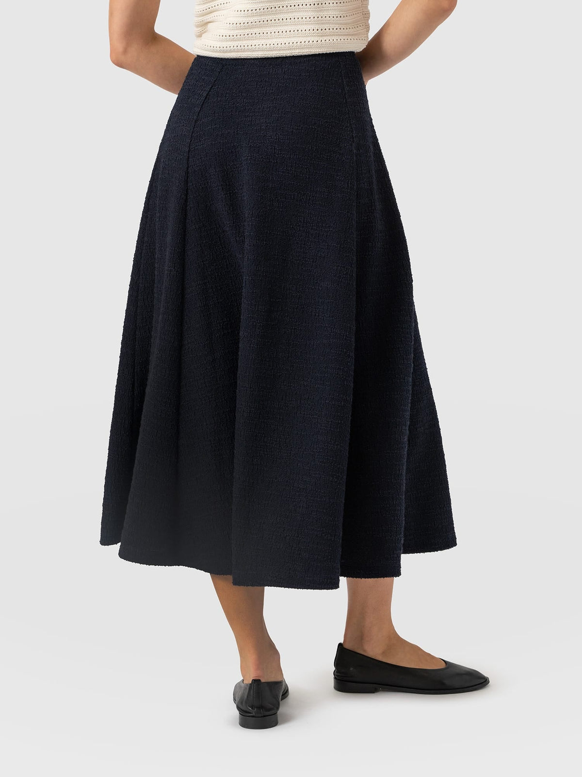 Neve Fit & Flare Skirt - Navy Boucle