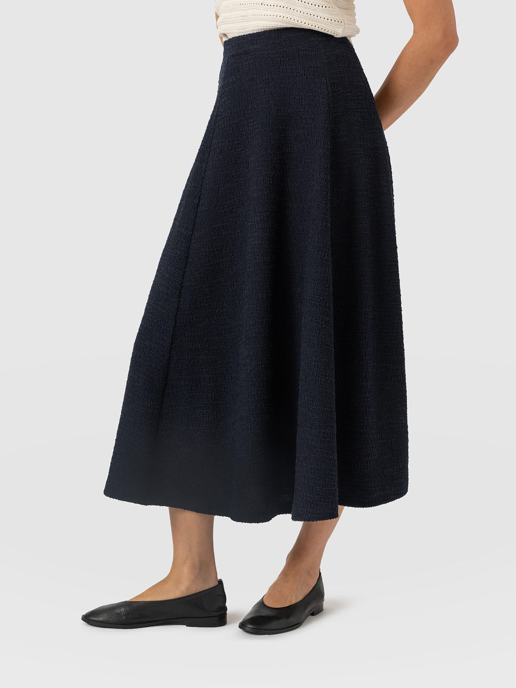 Neve Fit & Flare Skirt - Navy Boucle