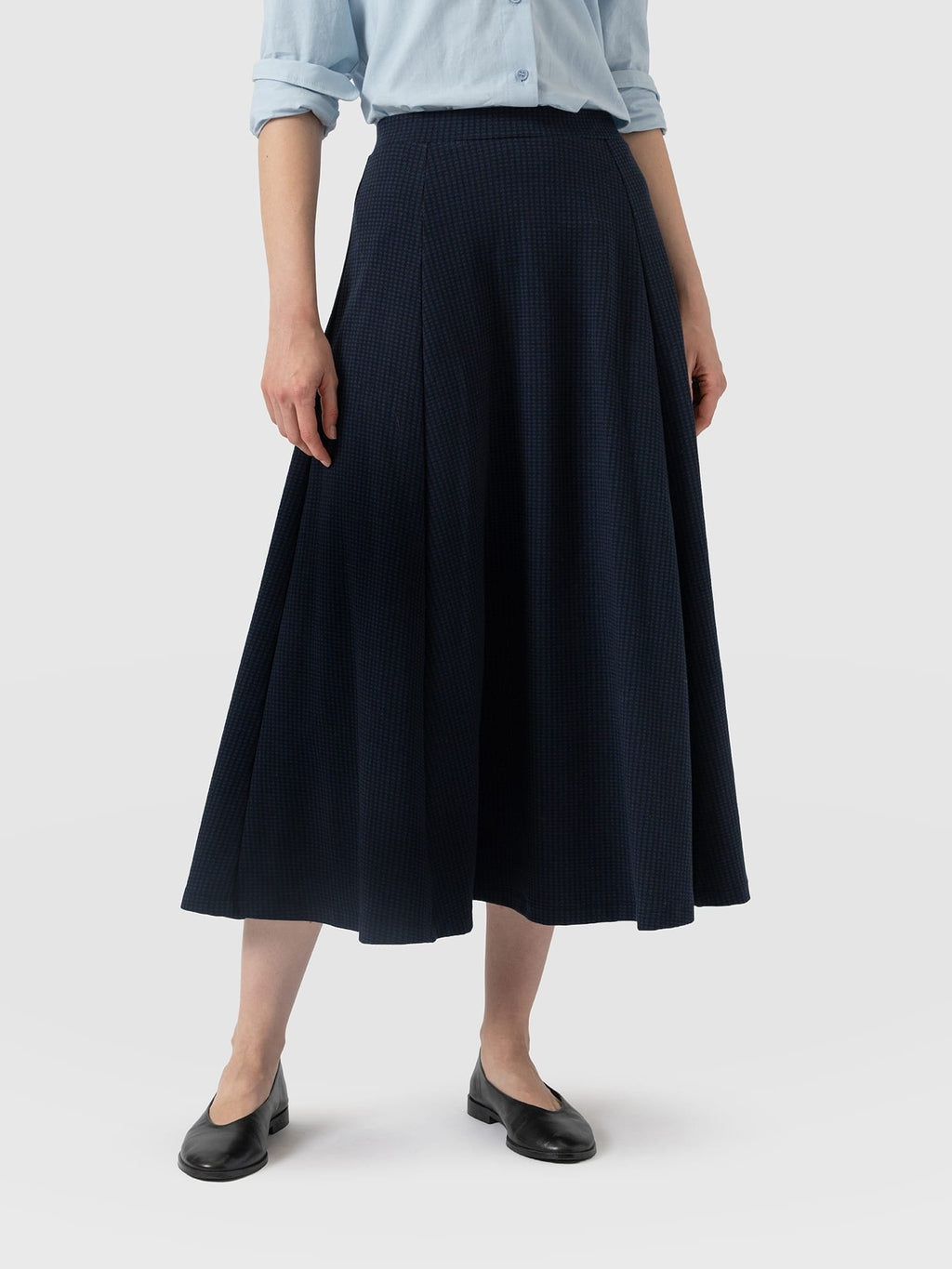 Neve Fit & Flare Skirt - Navy Mini Houndstooth
