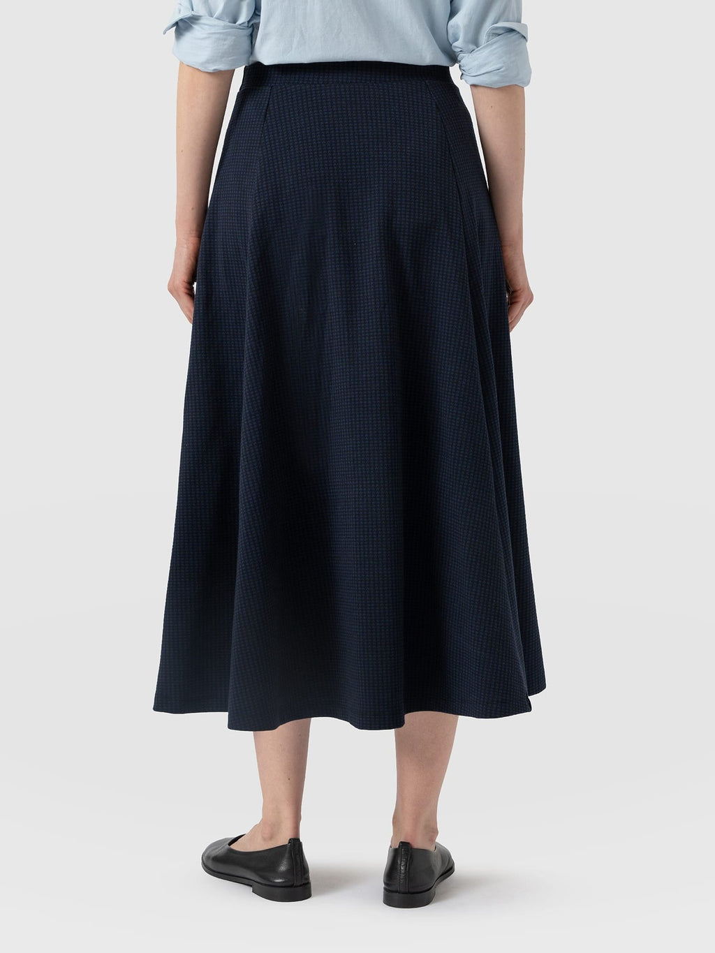 Neve Fit & Flare Skirt - Navy Mini Houndstooth