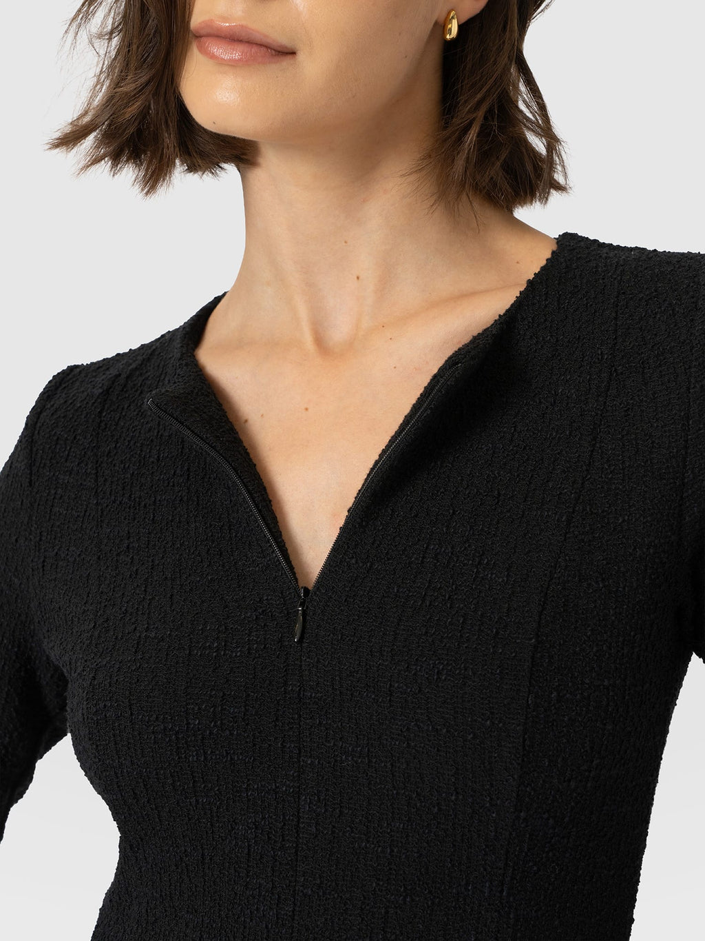 Orla Midi Dress - Black Boucle