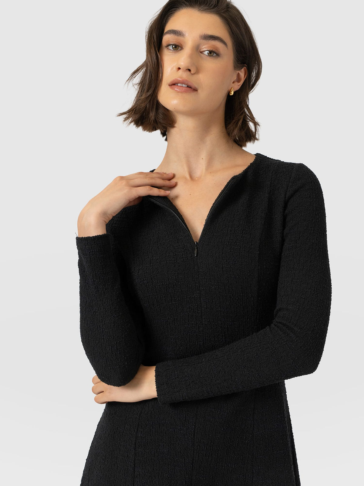 Orla Midi Dress - Black Boucle