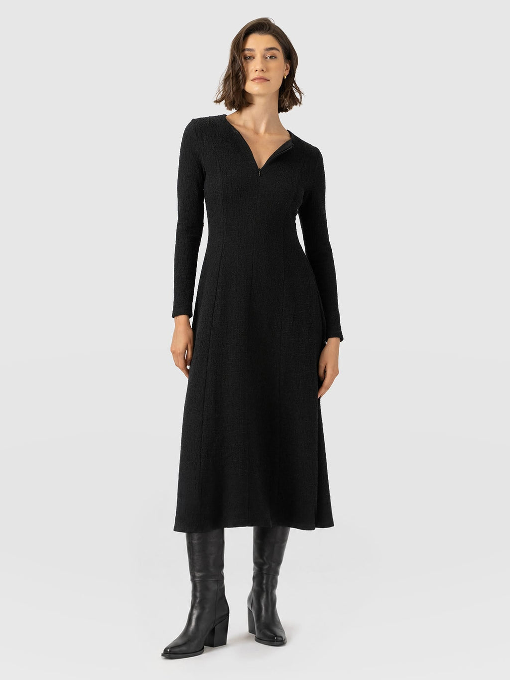Orla Midi Dress - Black Boucle