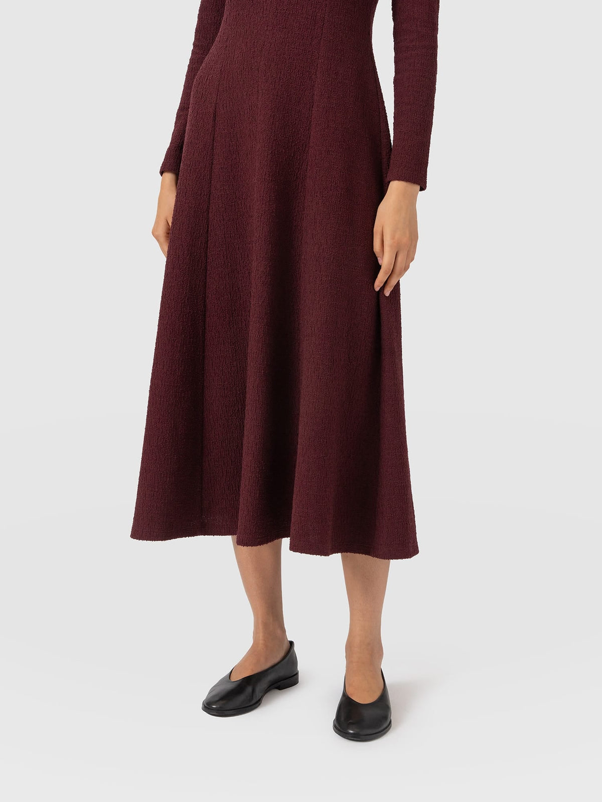 Orla Midi Dress - Burgundy Boucle