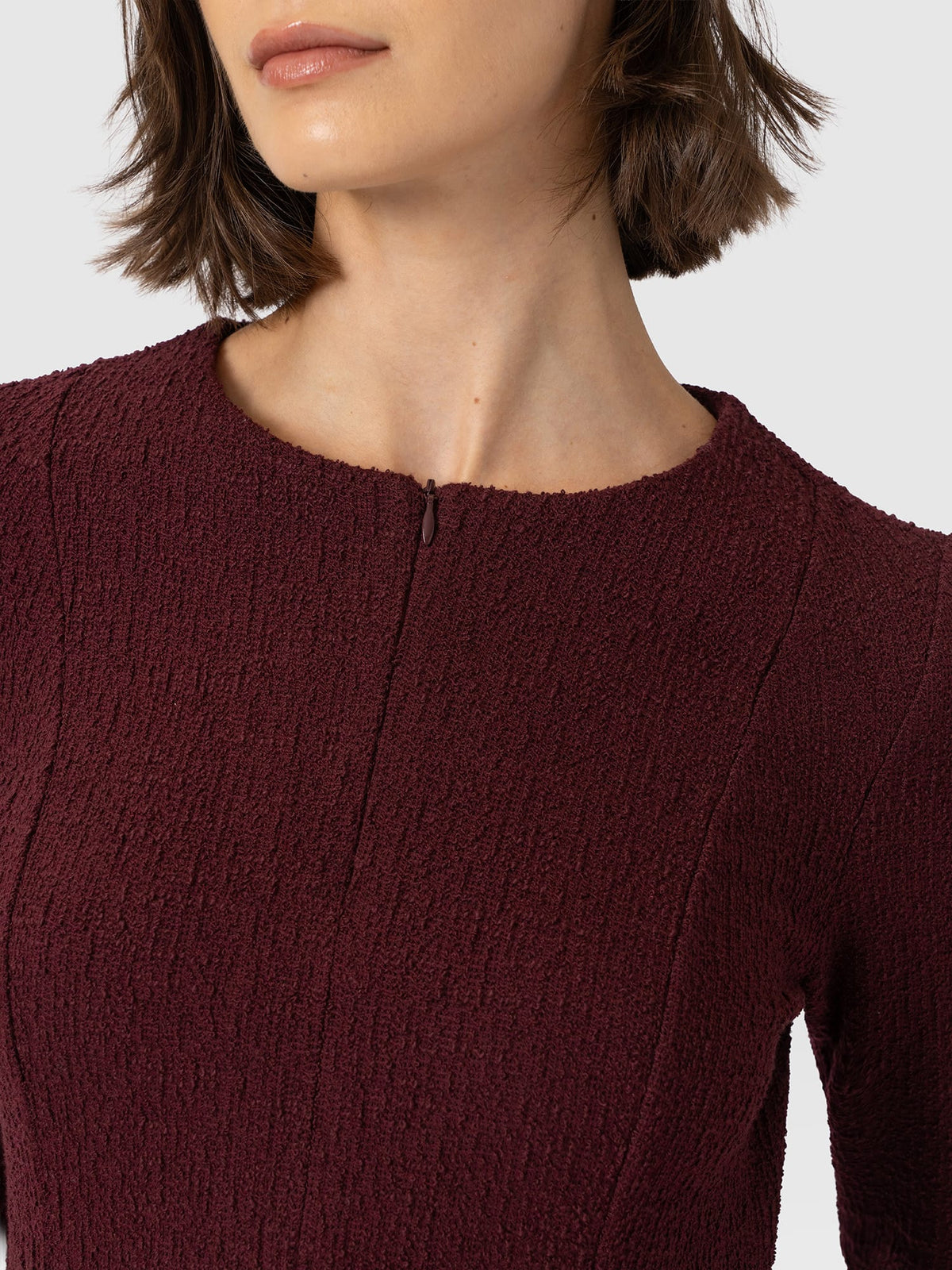 Orla Midi Dress - Burgundy Boucle