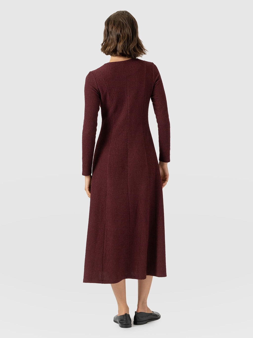 Orla Midi Dress - Burgundy Boucle