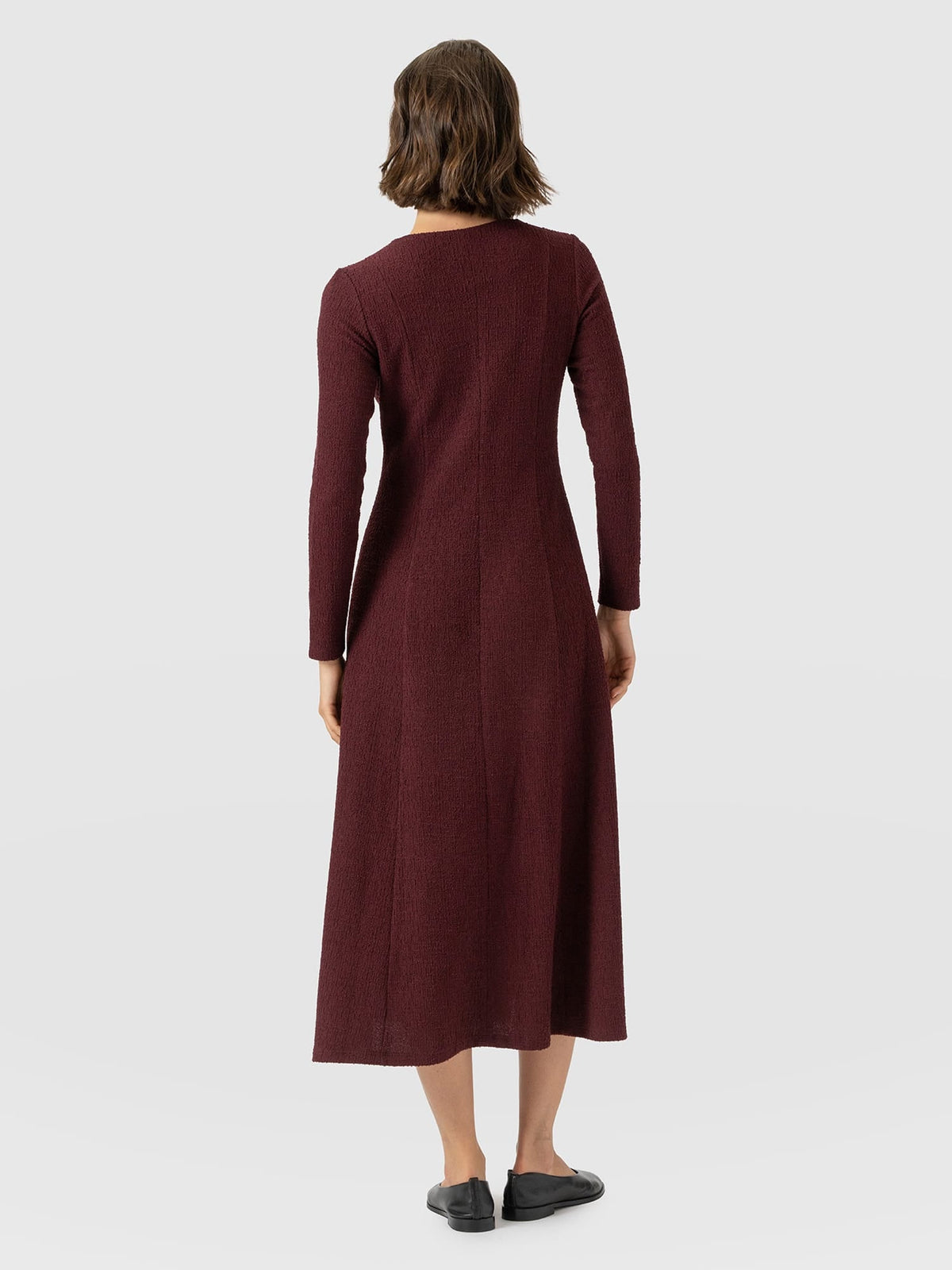 Orla Midi Dress - Burgundy Boucle