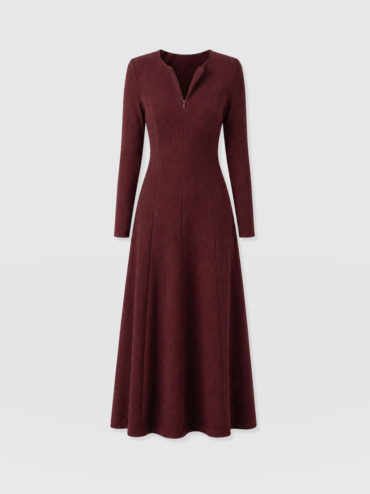 Orla Midi Dress - Burgundy Boucle