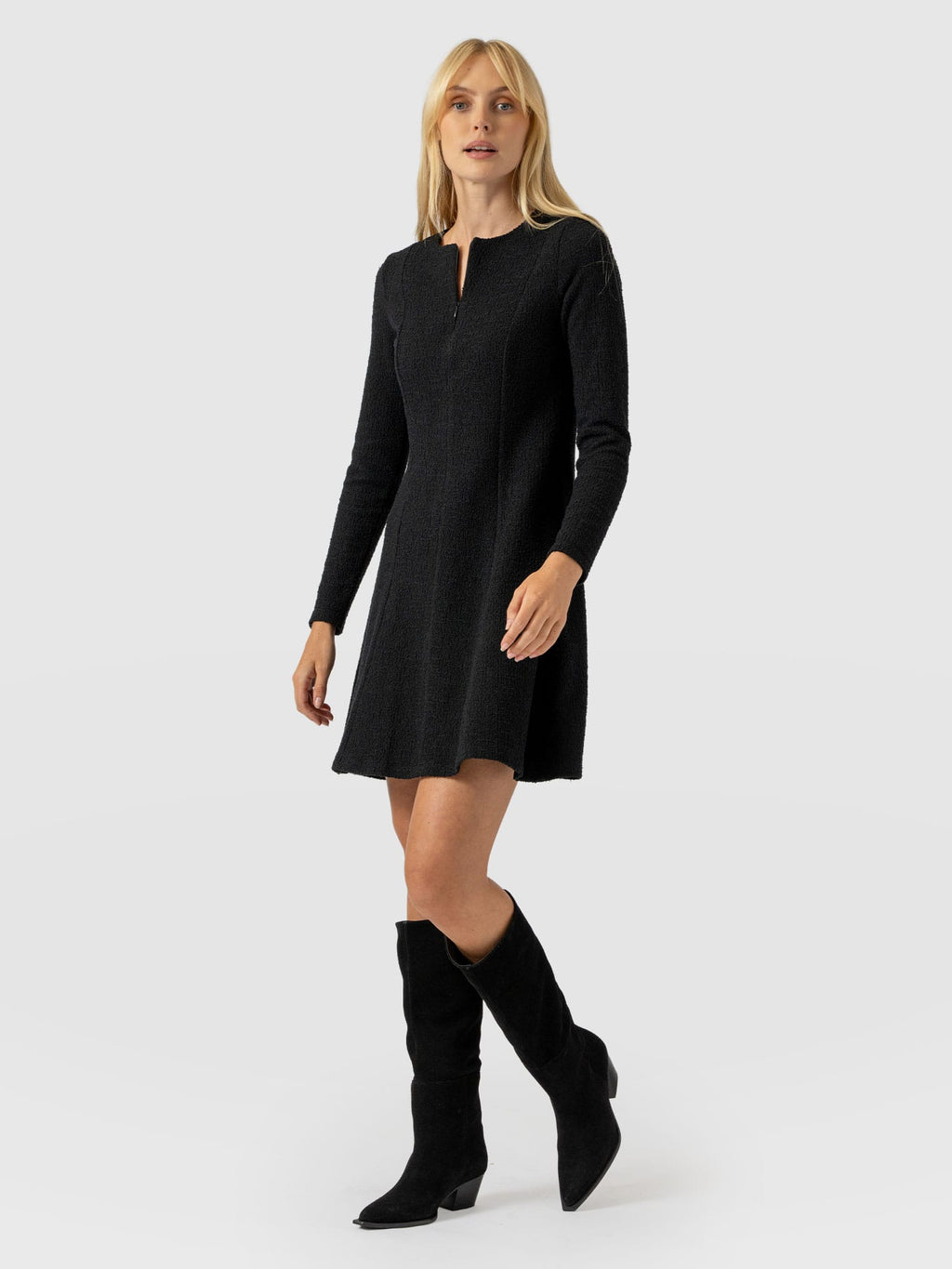 Orla Mini Dress - Black Boucle