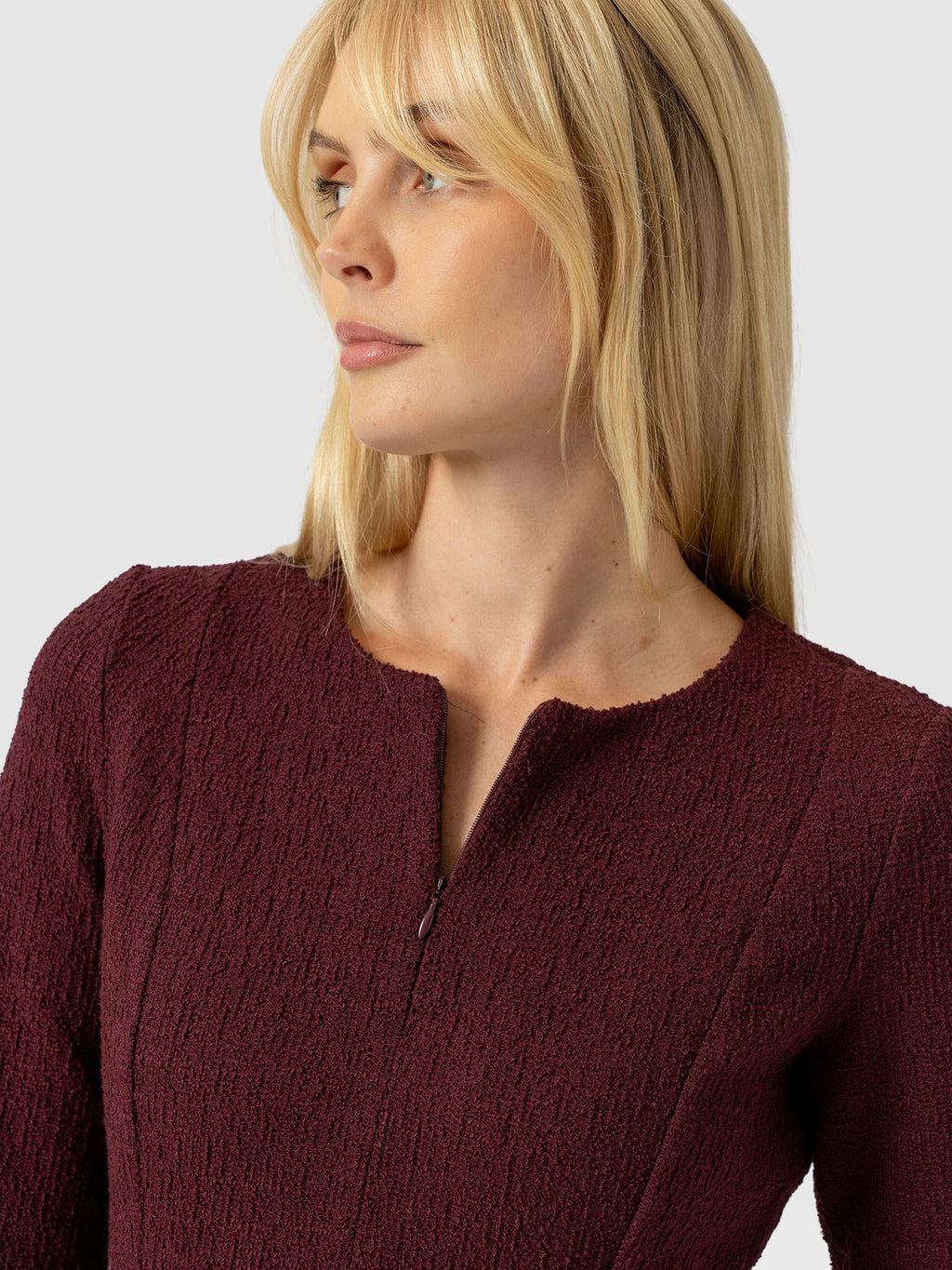 Orla Mini Dress - Burgundy Boucle
