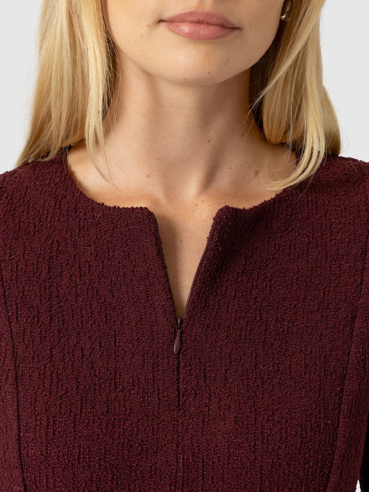 Orla Mini Dress - Burgundy Boucle