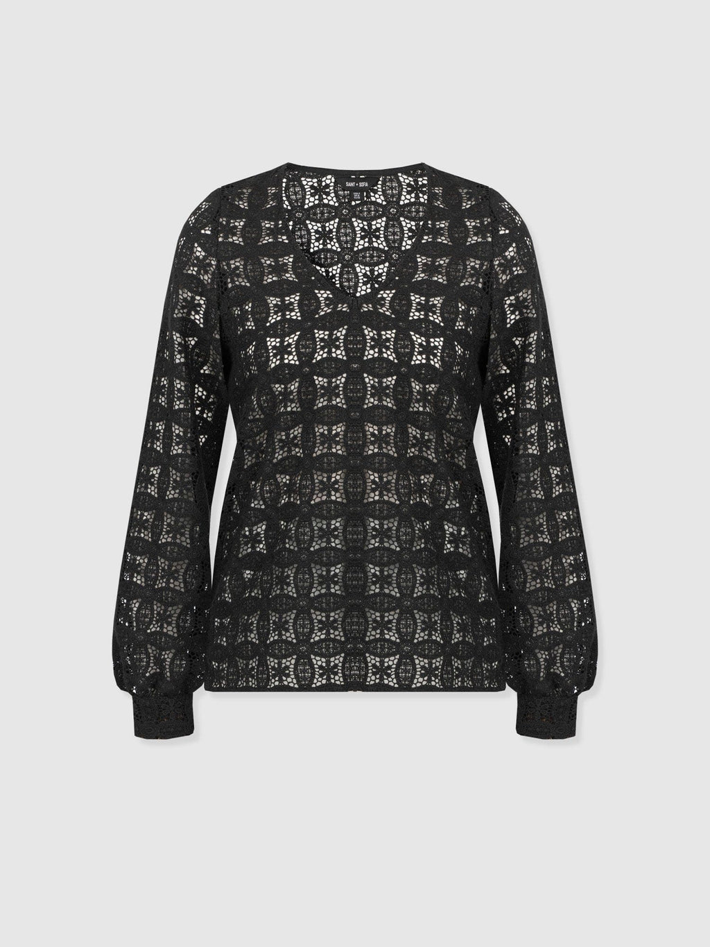 Ottilie V Neck Blouse - Black Broderie