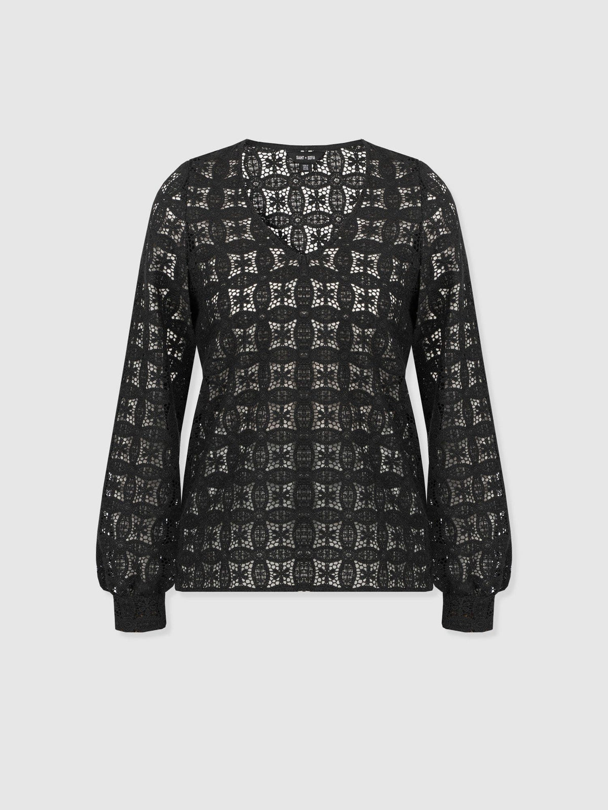 Ottilie V Neck Blouse - Black Broderie