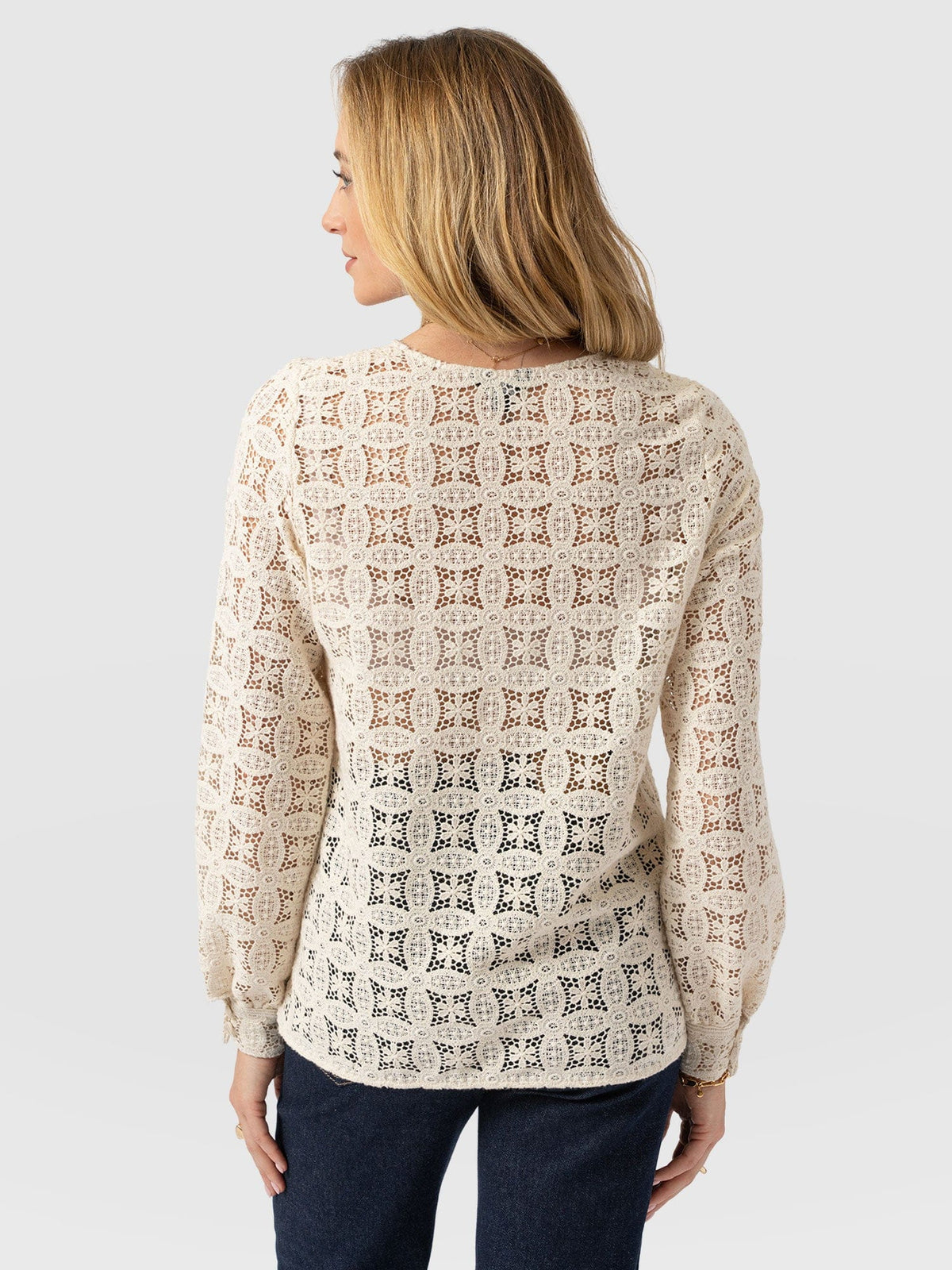 Ottilie V Neck Blouse - Cream Broderie