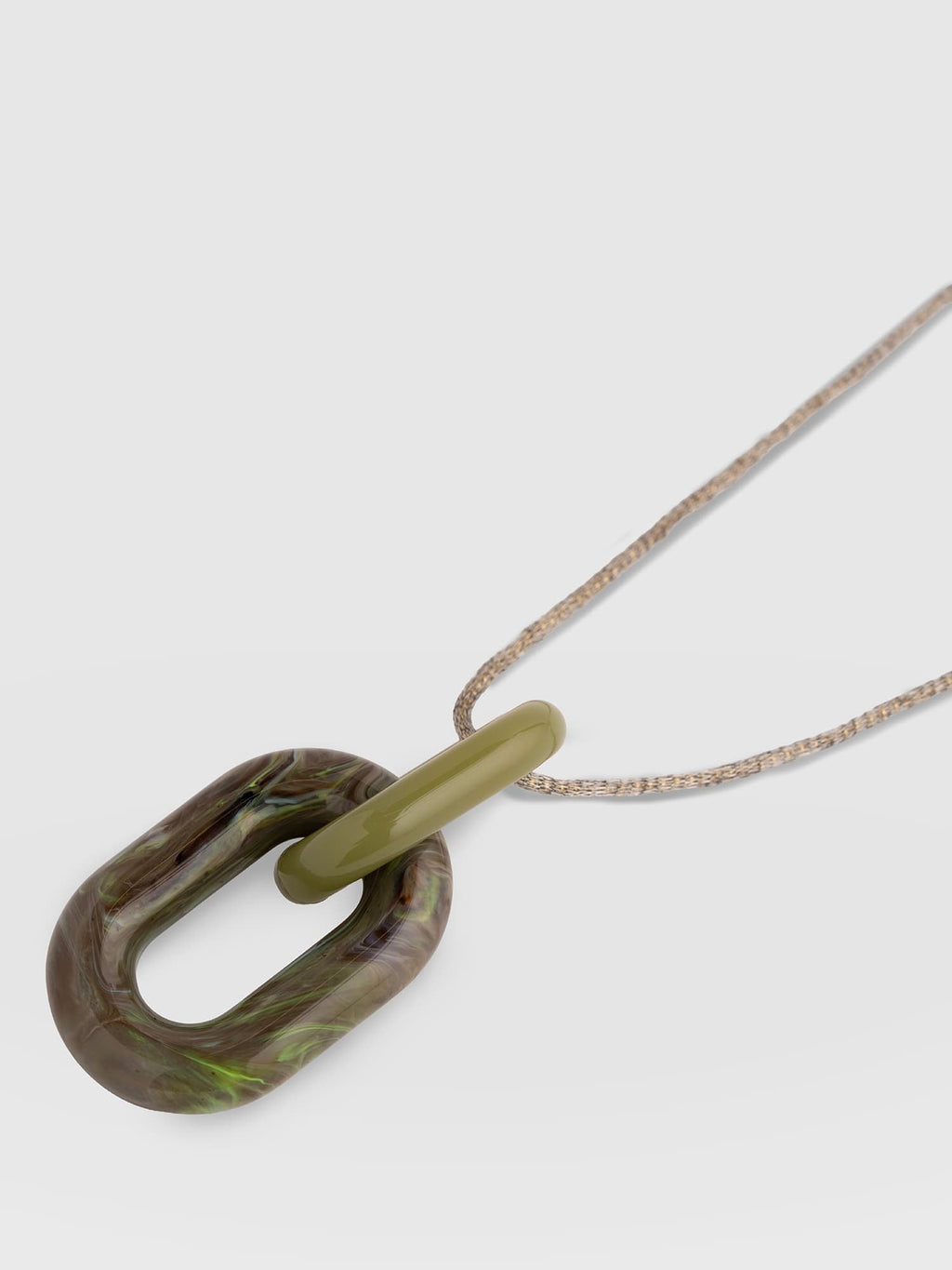 Oval Pendant Necklace - Green