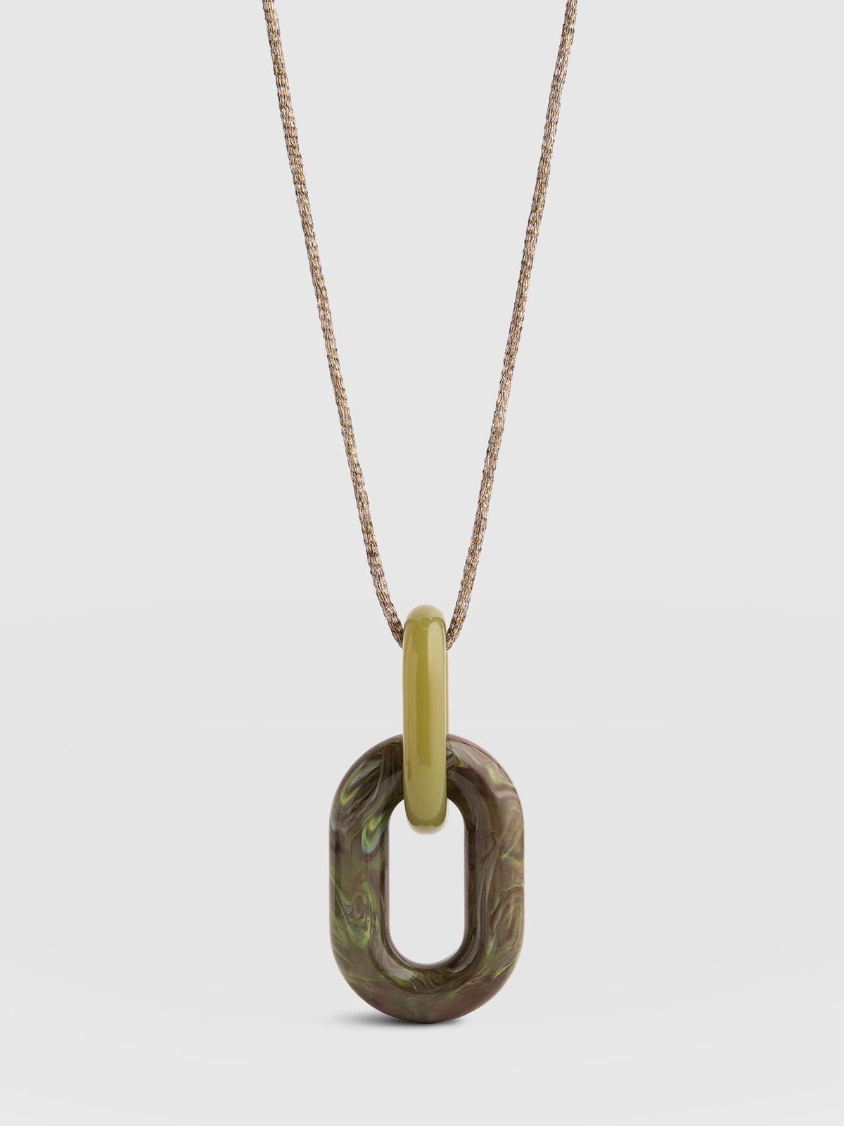 Oval Pendant Necklace - Green