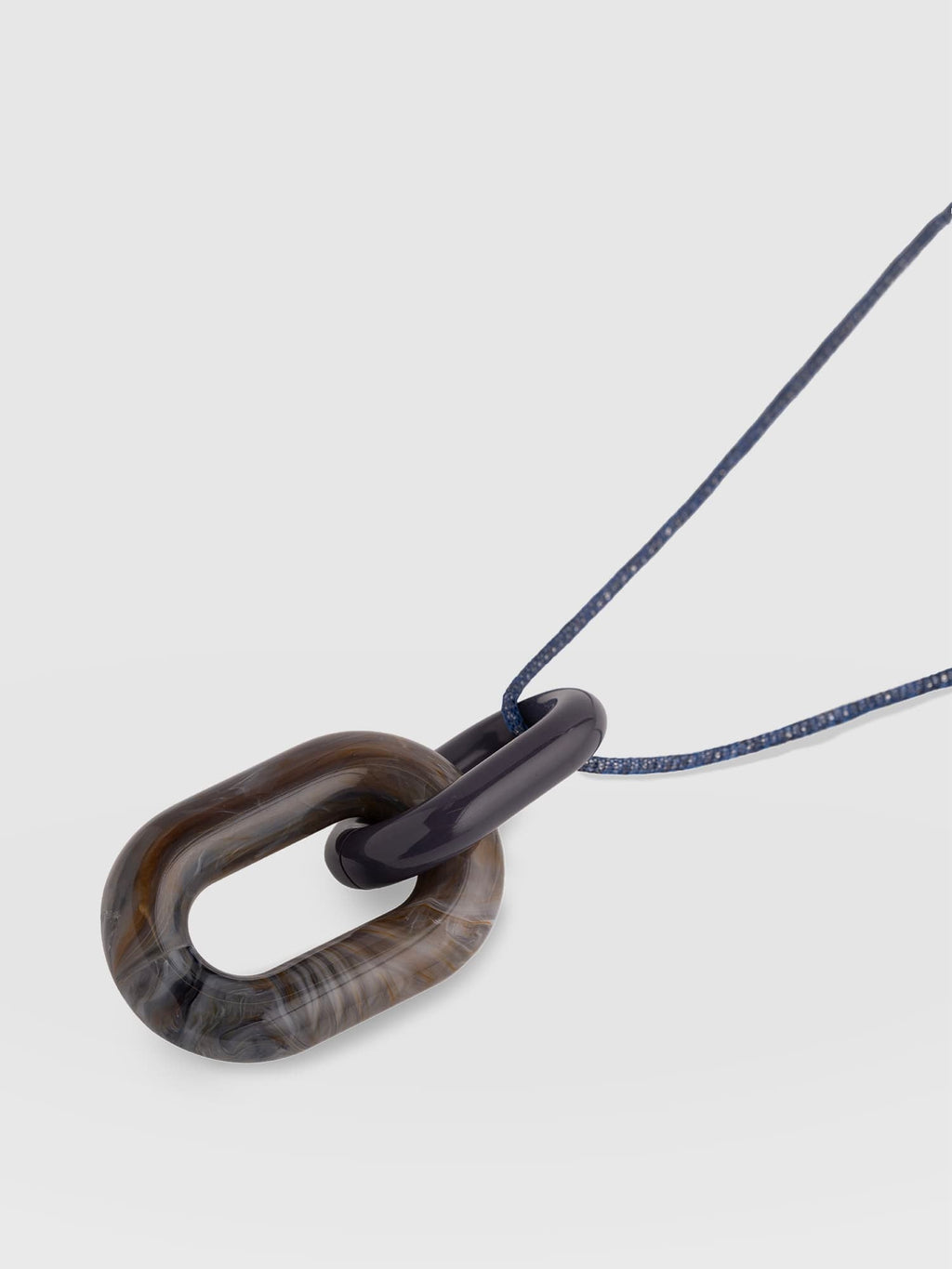 Oval Pendant Necklace - Navy