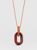 Oval Pendant Necklace - Red/Peach