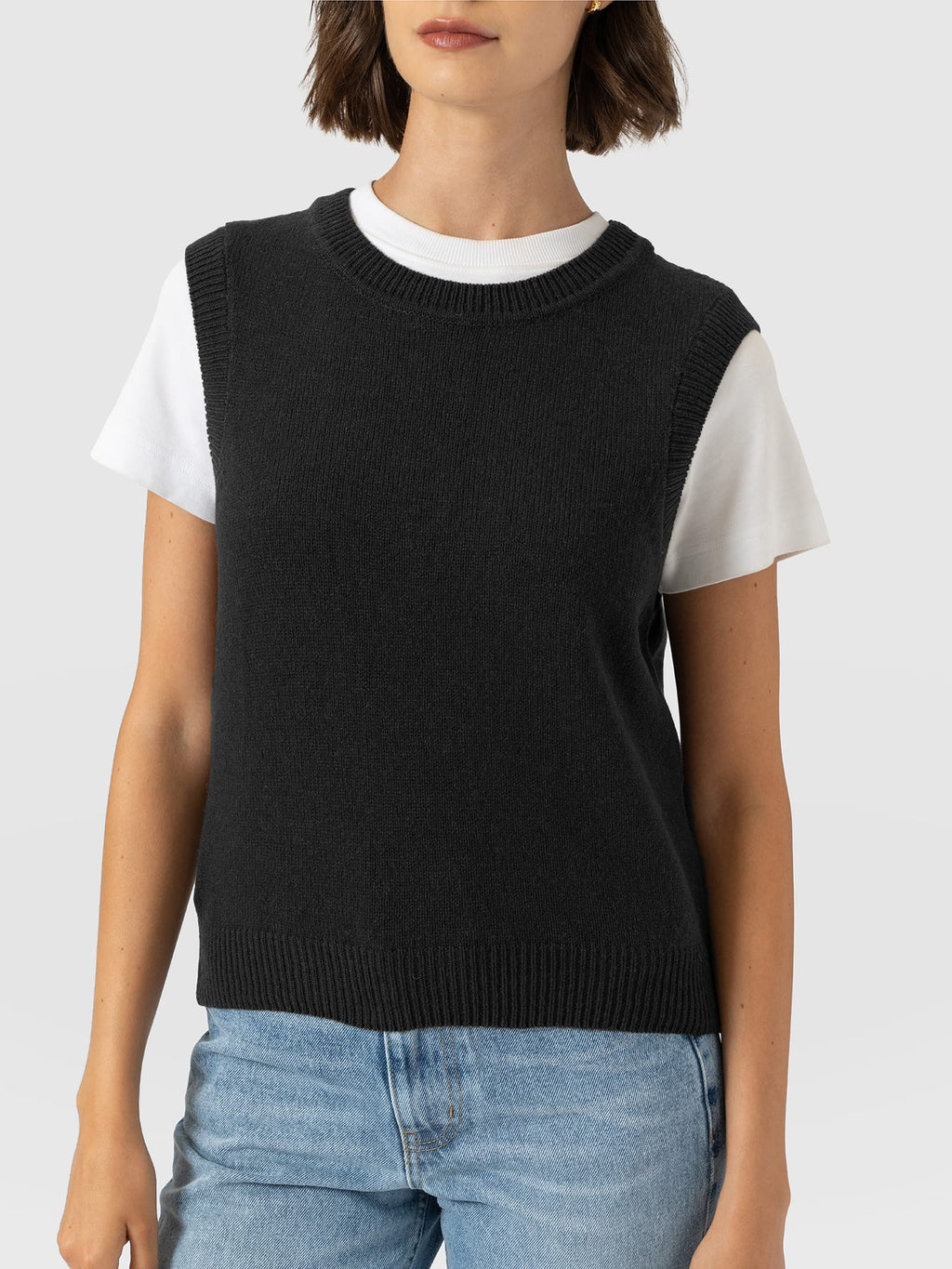 Oxford Cashmere Sleeveless Knit - Black