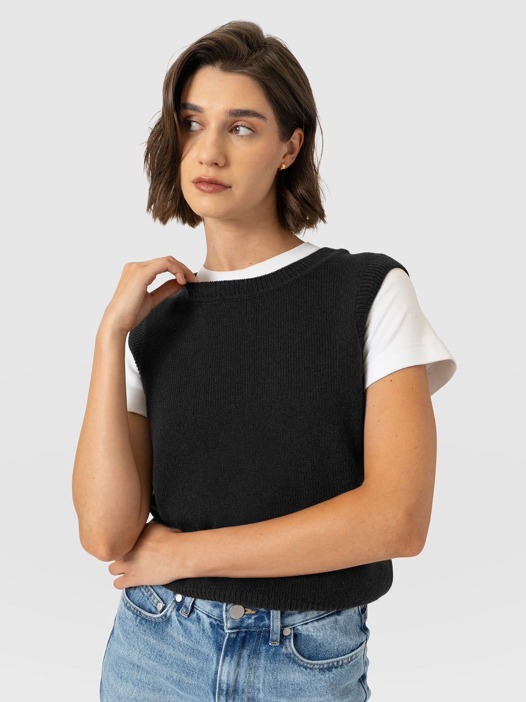 Oxford Cashmere Sleeveless Knit - Black