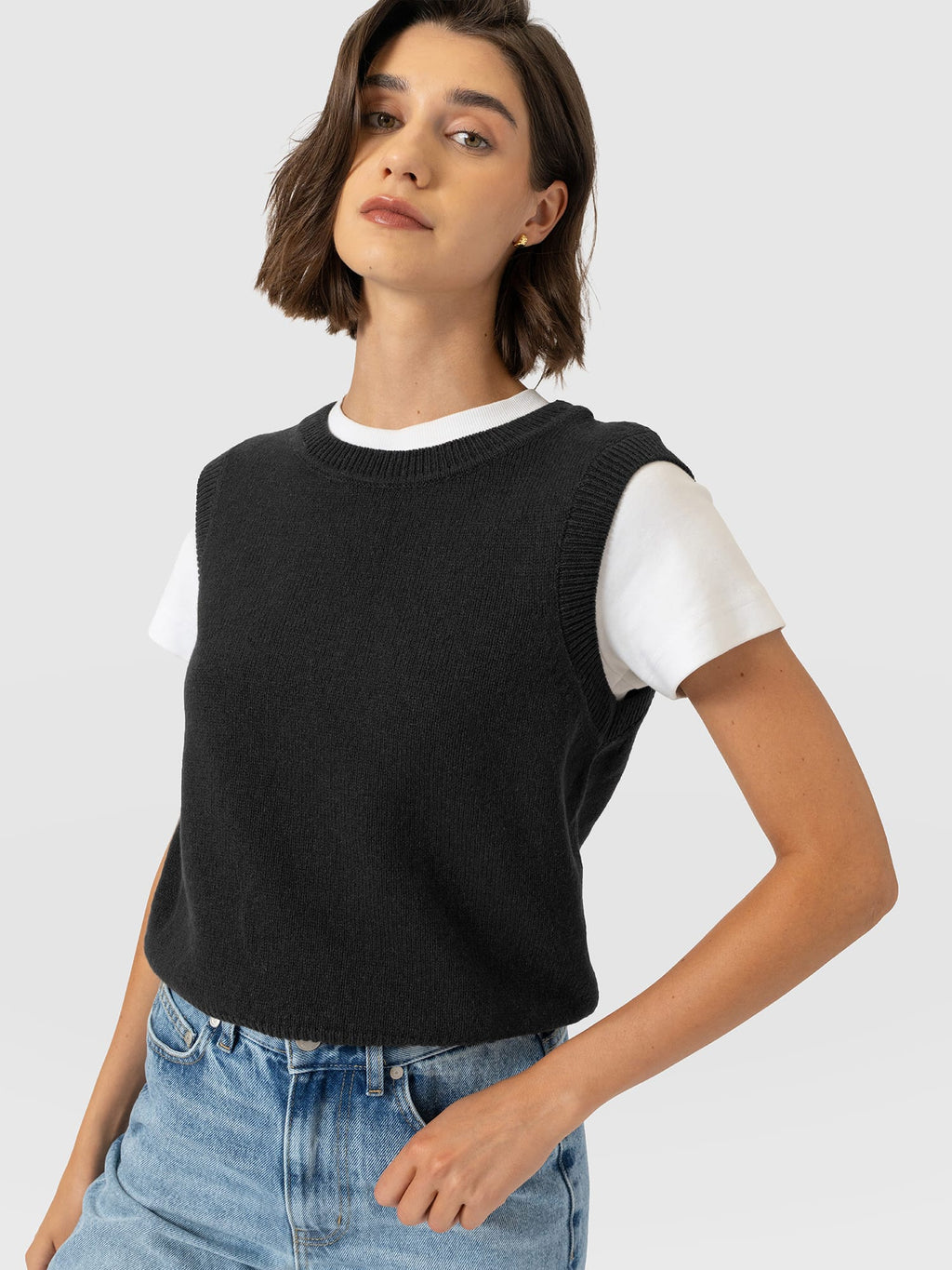 Oxford Cashmere Sleeveless Knit - Black