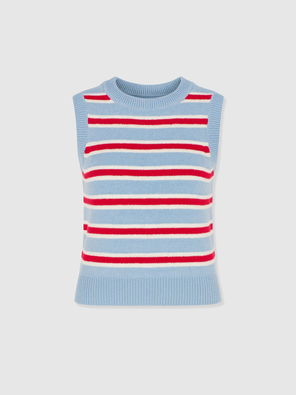 Oxford Cashmere Sleeveless Knit - Blue Stripe