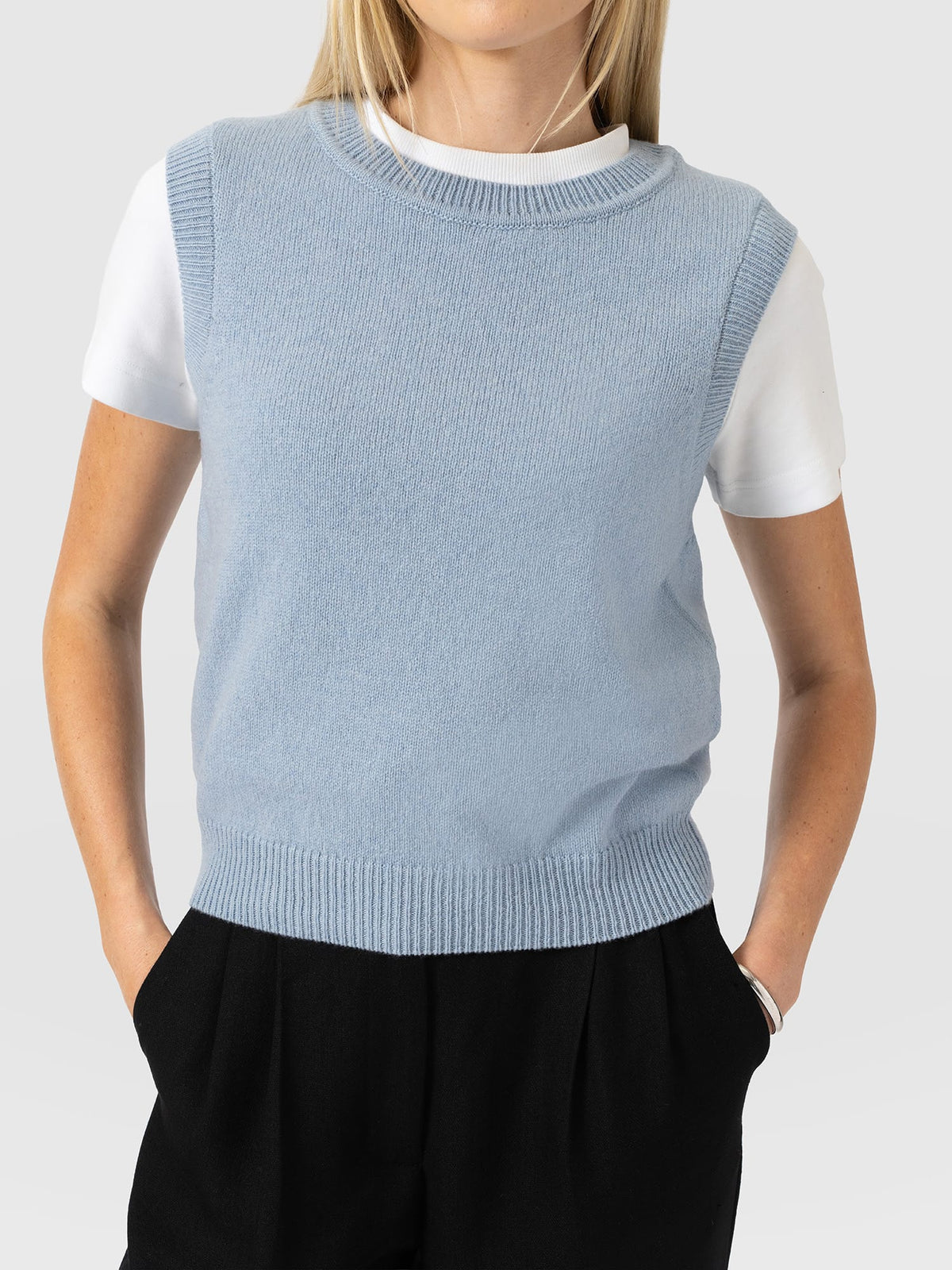 Oxford Cashmere Sleeveless Knit - Blue