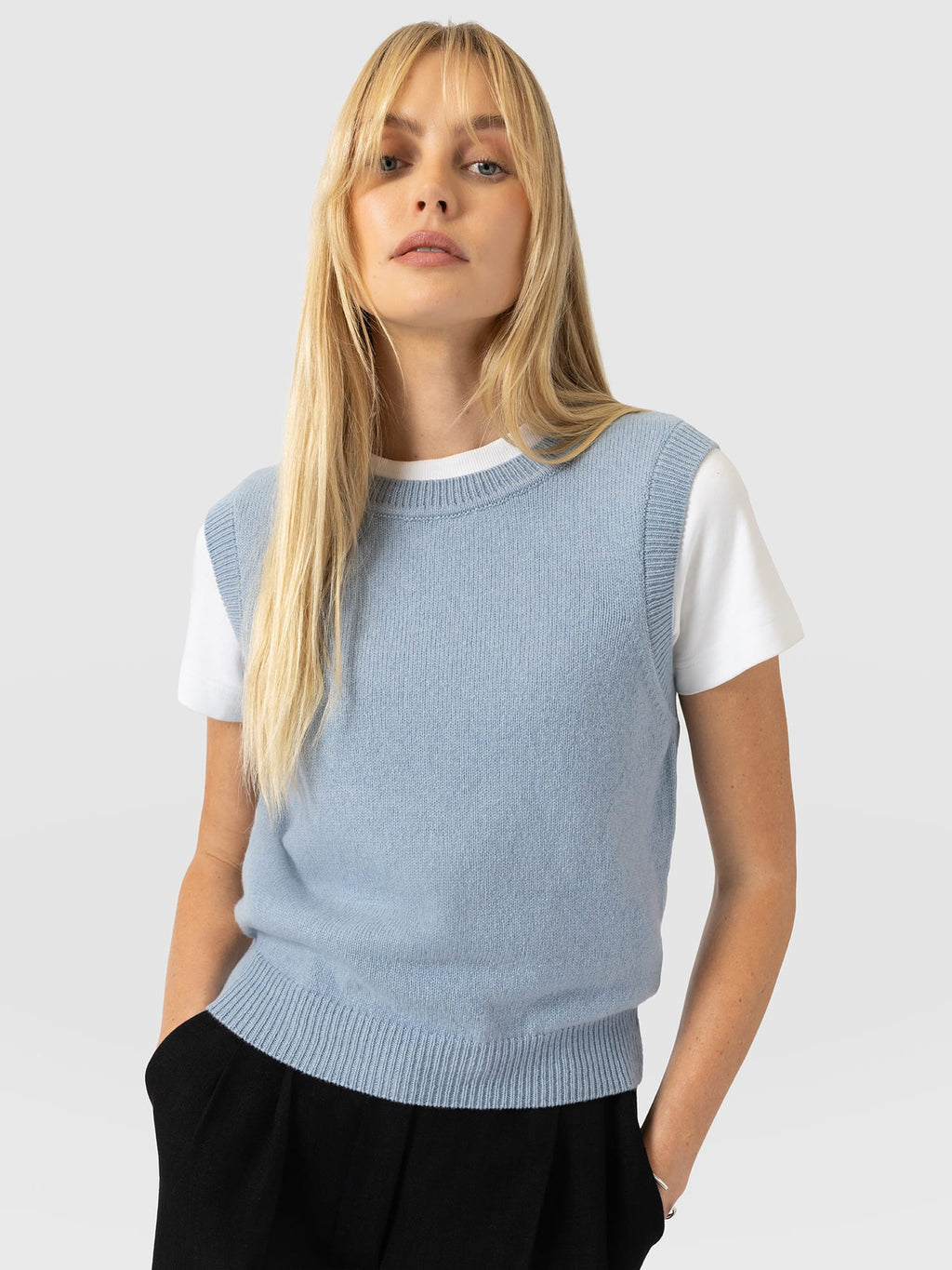 Oxford Cashmere Sleeveless Knit - Blue